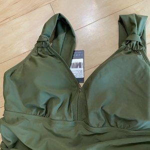 Green one-piece bathing suit